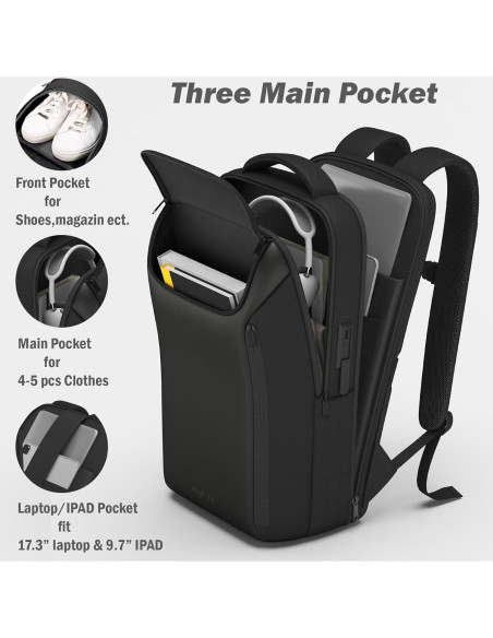 Mochila de Negocios Impermeable 17.3" USB - HF0010BLK