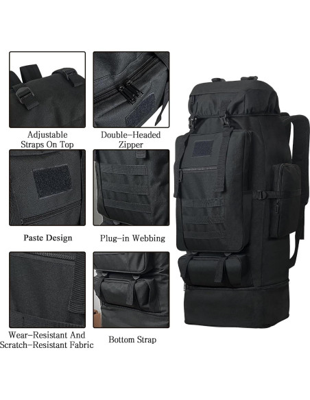 Mochila de Camping 100L Lizbin Táctica Militar Resistente al Agua