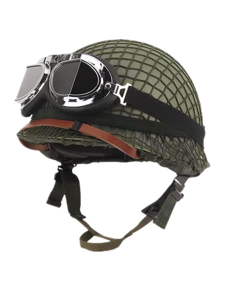 Casco de acero M1 SYLPHID Verde con red y cinturón