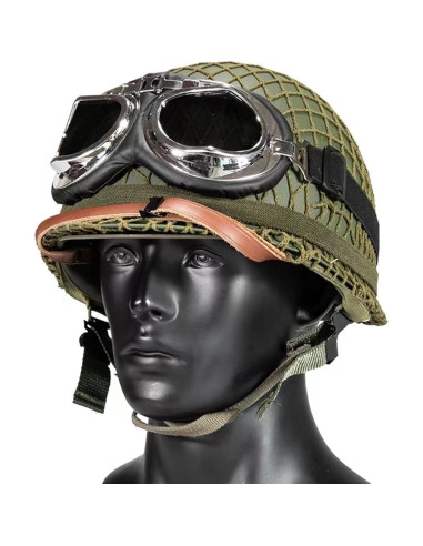 Casco de acero M1 SYLPHID Verde con red y cinturón