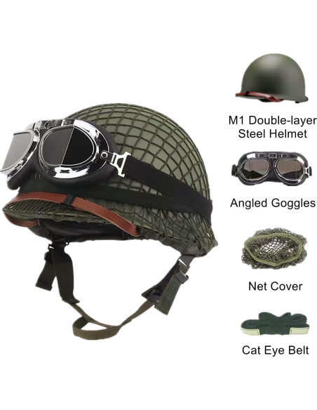 Casco de acero M1 SYLPHID Verde con red y cinturón