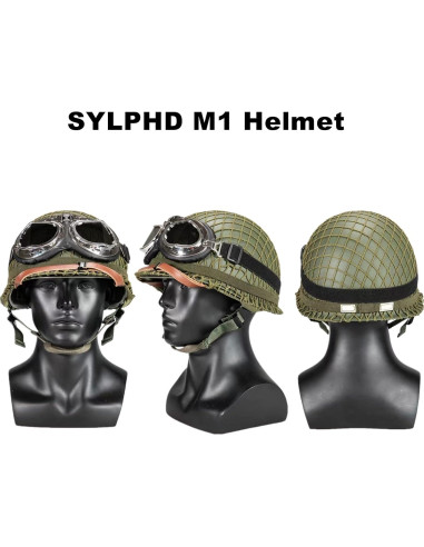 Casco de acero M1 SYLPHID Verde con red y cinturón