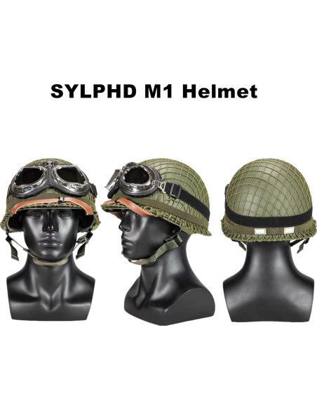 Casco de acero M1 SYLPHID Verde con red y cinturón