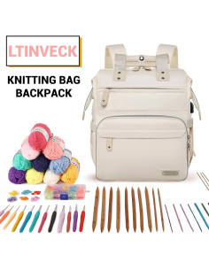 Mochila de Tejer LTINVECK Albaricoque con Cargador USB 2