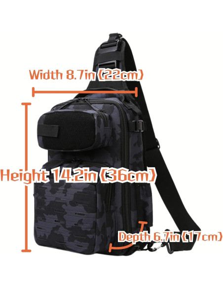 Bolsa de Pecho Táctica Camuflaje Negro Marino 8L