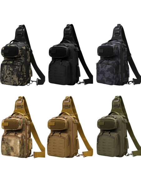 Bolsa de Pecho Táctica Camuflaje Negro Marino 8L