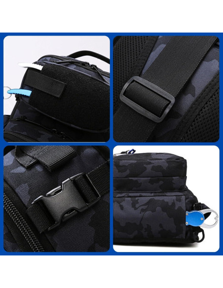 Bolsa de Pecho Táctica Camuflaje Negro Marino 8L