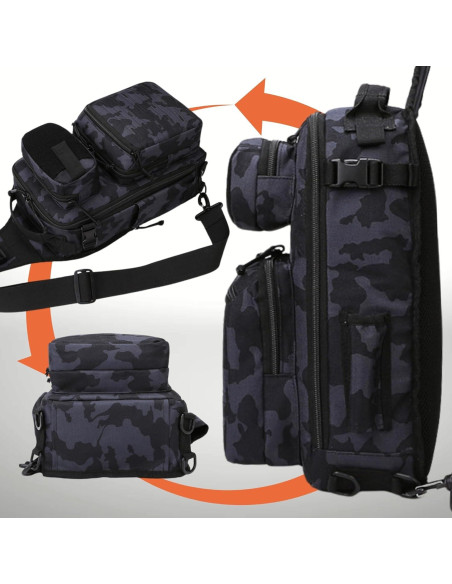 Bolsa de Pecho Táctica Camuflaje Negro Marino 8L