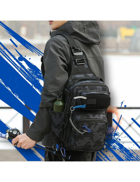 Bolsa de Pecho Táctica Camuflaje Negro Marino 8L
