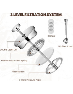 Prensa Francesa Velaze 1L Acero Inoxidable Doble Pared 2