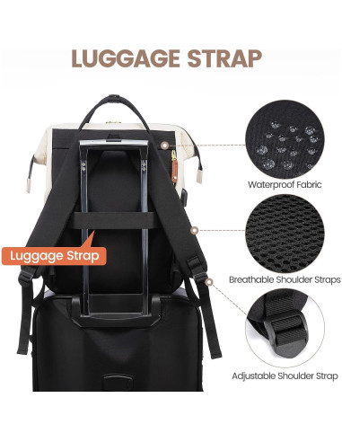 Mochila LOVEVOOK para Laptop 15.6" Beige-Negro USB