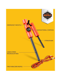 Encendedor de Fuego AOFAR AF-381 con Paracord y Silbato 2
