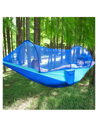 Hamaca de Camping LFL con Red Antimosquitos 2.5m Azul