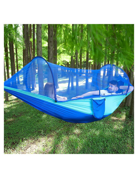 Hamaca de Camping LFL con Red Antimosquitos 2.5m Azul