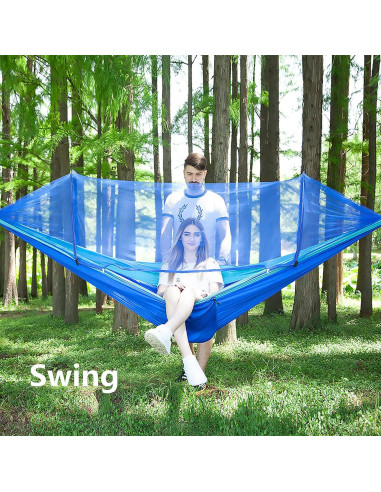 Hamaca de Camping LFL con Red Antimosquitos 2.5m Azul