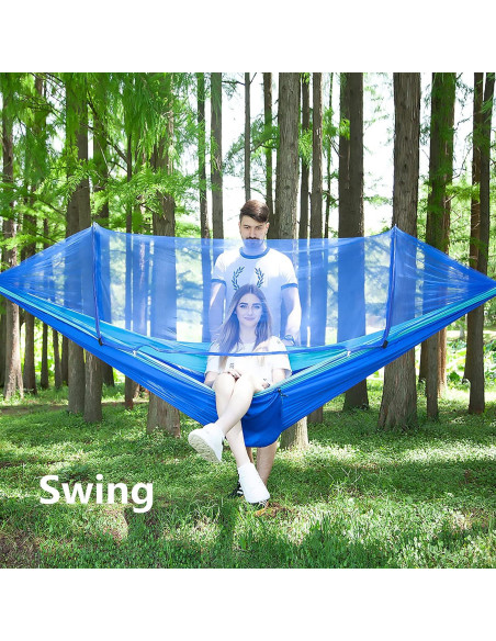 Hamaca de Camping LFL con Red Antimosquitos 2.5m Azul