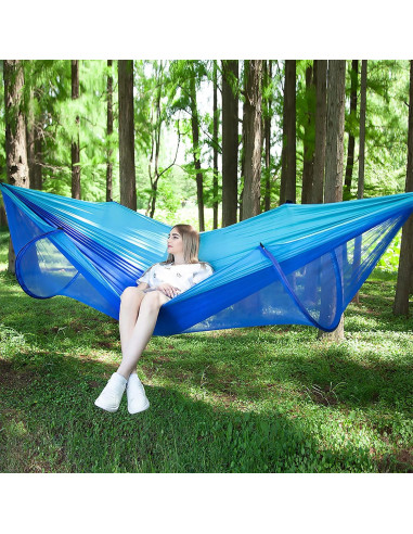 Hamaca de Camping LFL con Red Antimosquitos 2.5m Azul