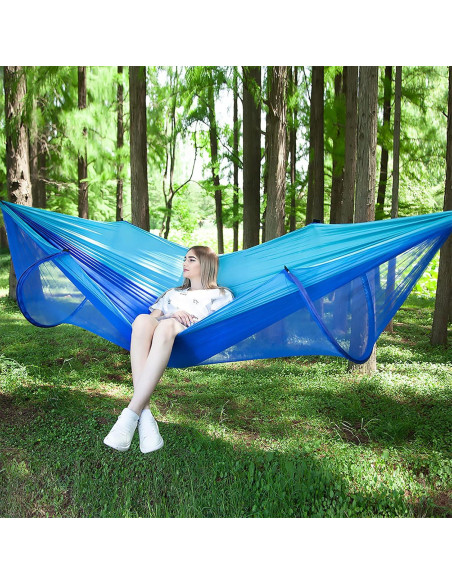Hamaca de Camping LFL con Red Antimosquitos 2.5m Azul