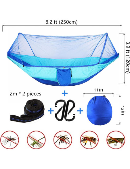 Hamaca de Camping LFL con Red Antimosquitos 2.5m Azul