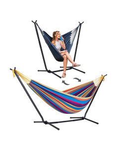 Hamaca Doble SUNCREAT 2-en-1 Patio Soporte Ajustable