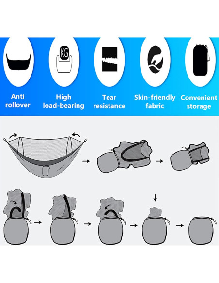 Hamaca de Camping LFL con Red Antimosquitos 2.5m Azul
