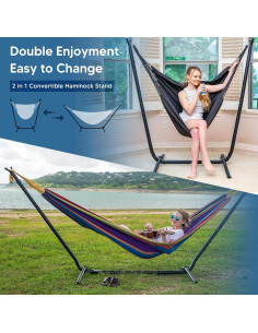 Hamaca Doble SUNCREAT 2-en-1 Patio Soporte Ajustable 2