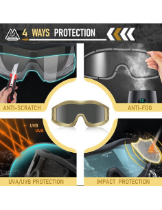 Gafas de Airsoft VOZAPOW con Lentes Intercambiables Anti Niebla 2