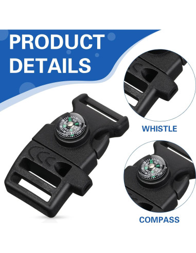 50 Clips de Hebilla de Paracord Jexine para Supervivencia