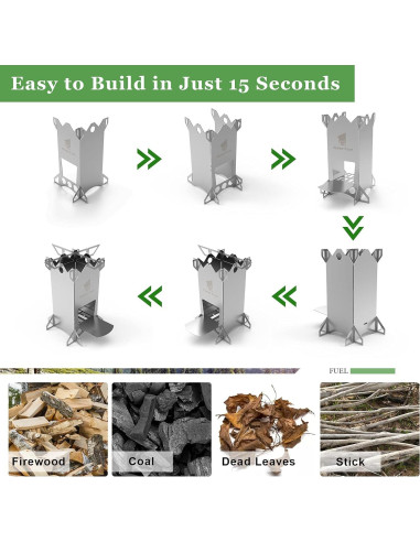 Estufa de Camping GEERTOP de Acero Inoxidable Portátil