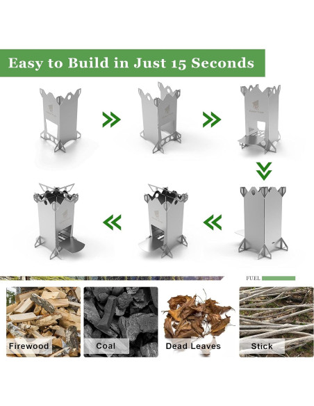 Estufa de Camping GEERTOP de Acero Inoxidable Portátil