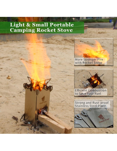 Estufa de Camping GEERTOP de Acero Inoxidable Portátil