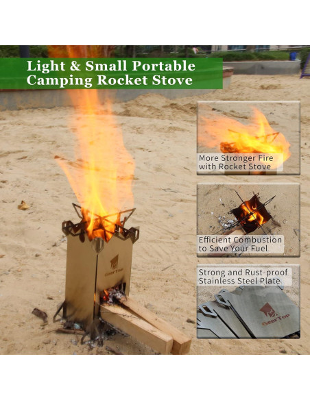 Estufa de Camping GEERTOP de Acero Inoxidable Portátil