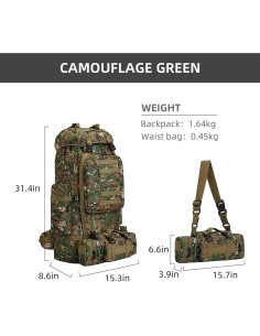 Mochila de Camping King'sGuard 100L Impermeable Camo 2
