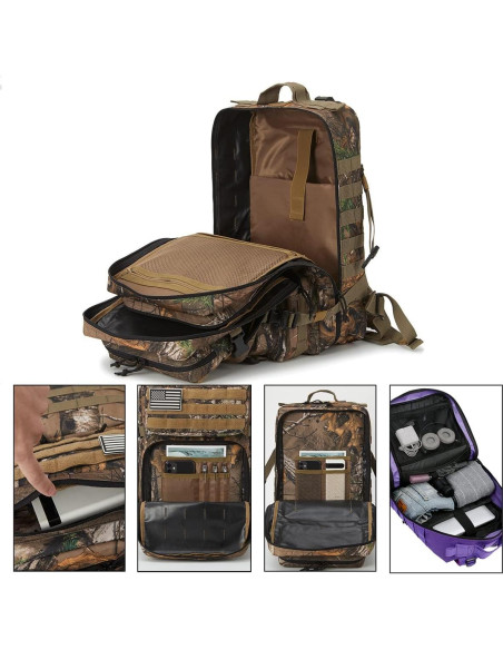 Mochila Táctica QT&QY 45L Camuflaje Árbol Impermeable