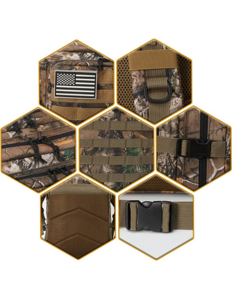 Mochila Táctica QT&QY 45L Camuflaje Árbol Impermeable