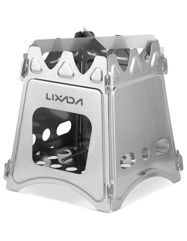 Estufa de Madera Plegable Lixada de Acero Inoxidable 358g