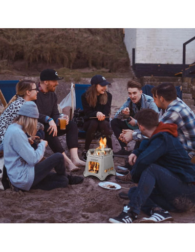 Estufa de Madera Plegable Lixada de Acero Inoxidable 358g