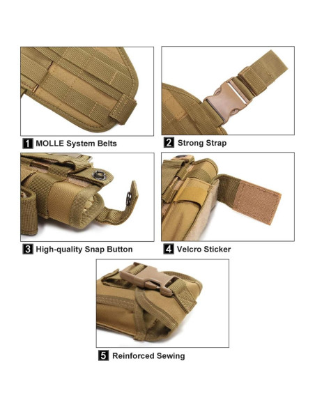 Funda Táctica para Pierna BraveHawk OUTDOORS 900D Caqui