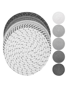 Juego de Trivets Tidponra 5 Piezas Algodón 17.78 cm Gris