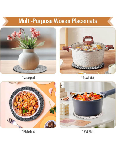 Juego de Trivets Tidponra 5 Piezas Algodón 17.78 cm Gris