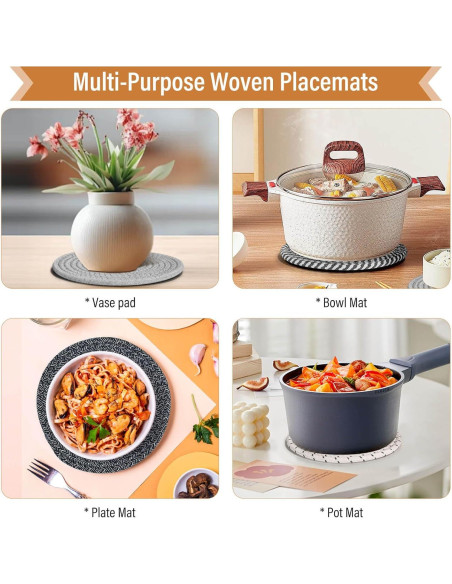 Juego de Trivets Tidponra 5 Piezas Algodón 17.78 cm Gris