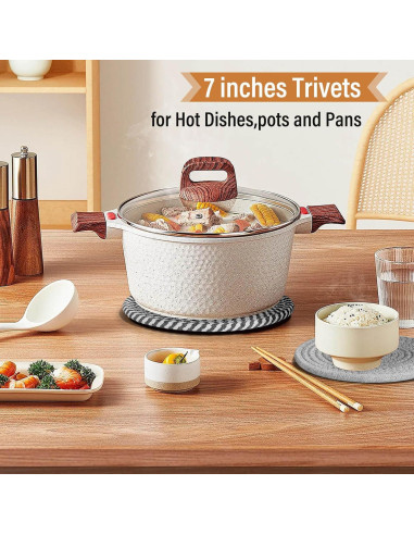 Juego de Trivets Tidponra 5 Piezas Algodón 17.78 cm Gris