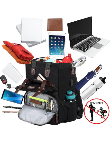 Mochila FALANKO para Laptop 15.6" Negra Resistente al Agua