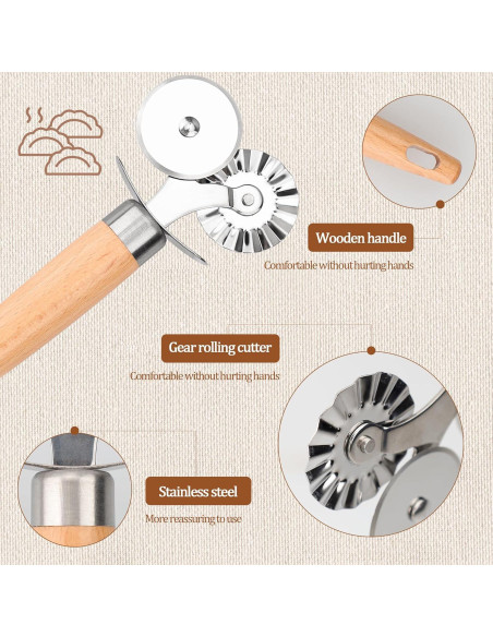 Cortador de Masa Doble Rueda XINBADA Acero Inoxidable 16,5 cm