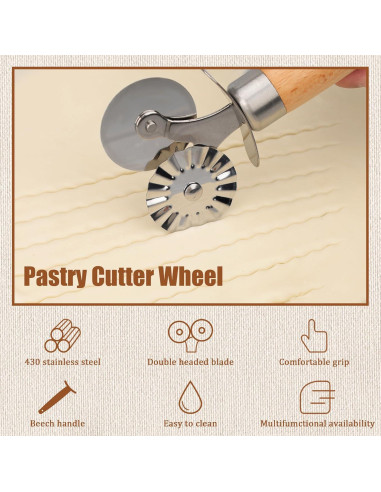 Cortador de Masa Doble Rueda XINBADA Acero Inoxidable 16,5 cm