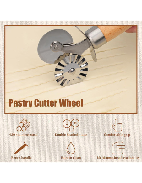Cortador de Masa Doble Rueda XINBADA Acero Inoxidable 16,5 cm
