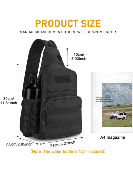 Bolsa Táctica Militar BAIGIO Negra 21x7.5x40 cm