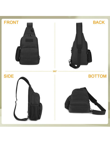 Bolsa Táctica Militar BAIGIO Negra 21x7.5x40 cm