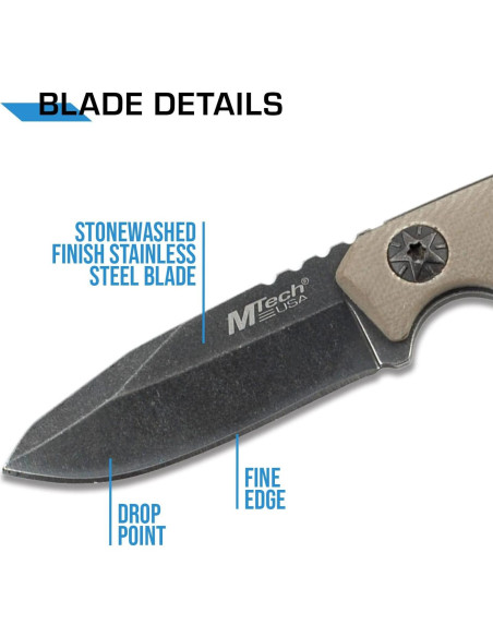 Cuchillo Táctico MTech USA MT-20-30, Hoja 5 cm, Mango G10