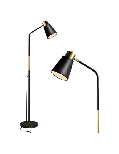 Lámpara de Pie LALISU Ajustable Negra 146,3 cm Estilo Rústico